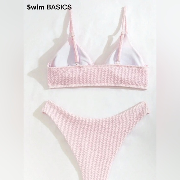 NWT, SHEIN, Swim Basics High Cut Bikini Set, Large, baby Pink - Picture 2 of 4